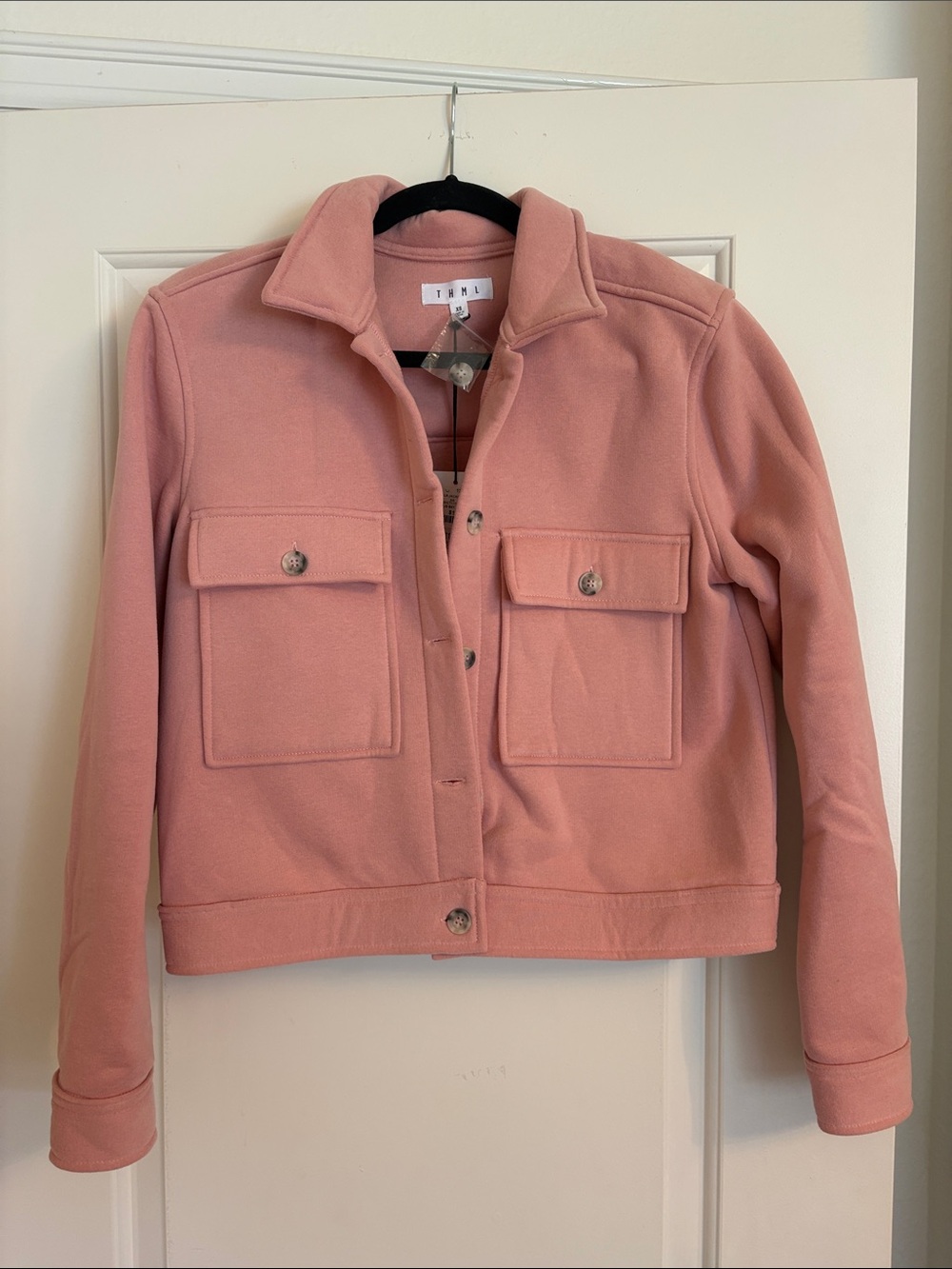 THML Dusty Pink Boxy Button-Up Jacket